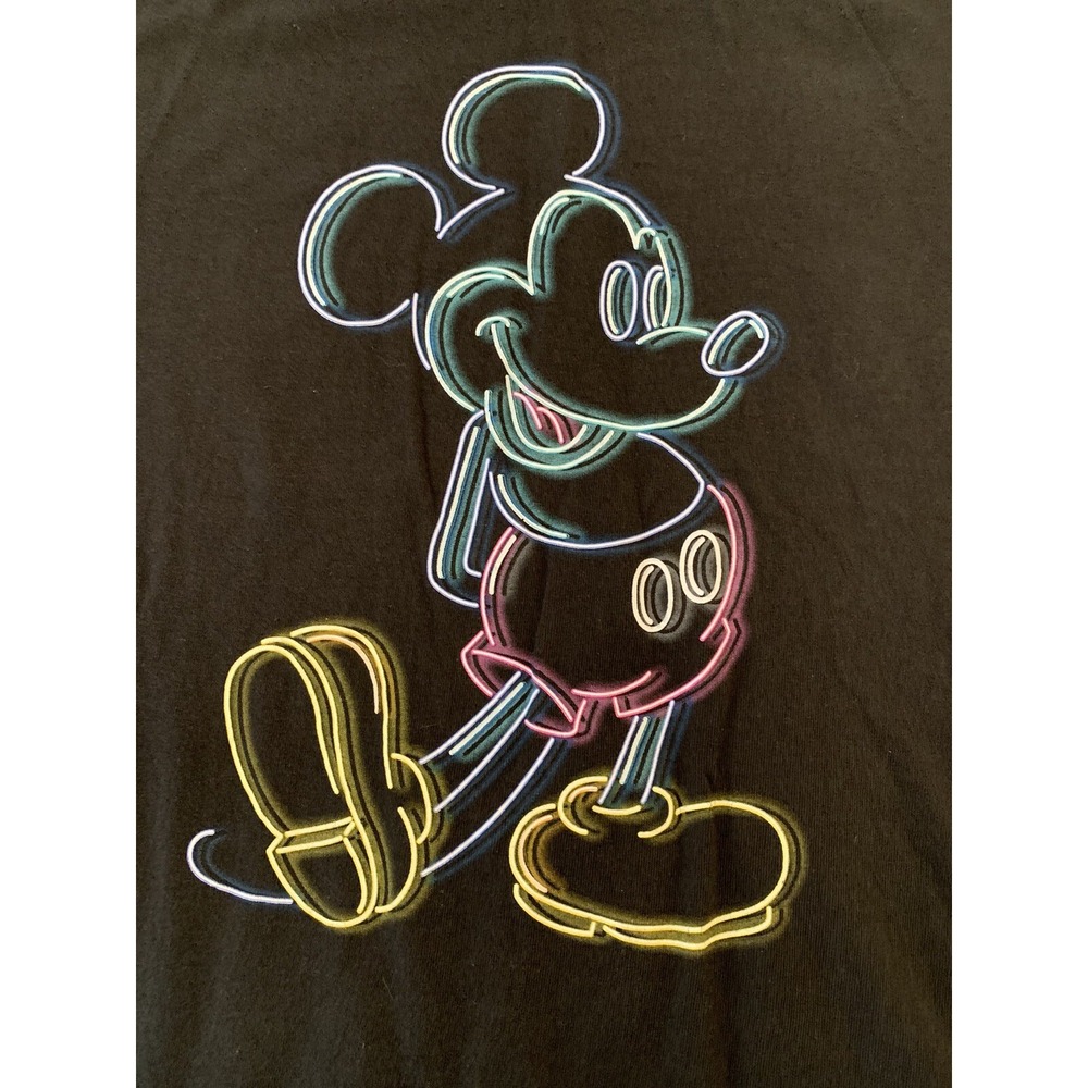 Mickey Mouse Shirt Black Neon Short Sleeve Men's Medium Pullover Disney